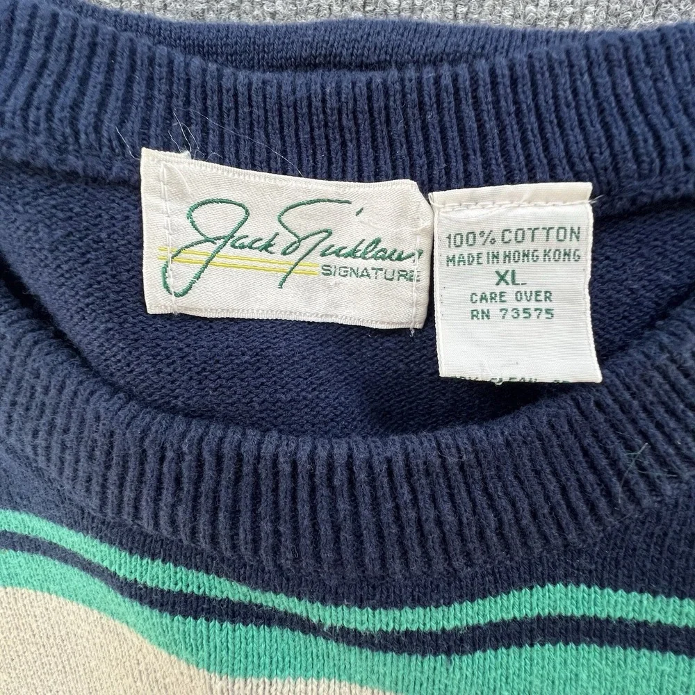 Vintage Jack Nicklaus‎ Signature Stripe Crewneck Sweater Sweatshirt XL Cotton